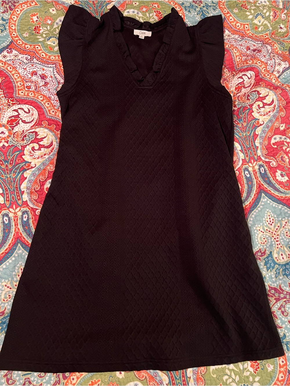 Black Sleeveless Ruffle V-Neck Dress